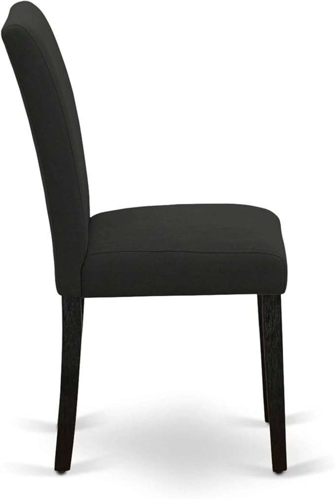 East West Furniture ABP6T24 Abbott Parson Chairs - Black Color Linen Fabric Upholstered Dining Chairs, Set of 2, Wirebrushed Black