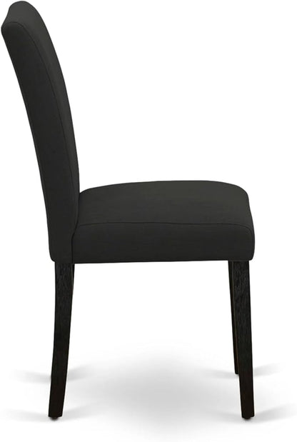 East West Furniture ABP6T24 Abbott Parson Chairs - Black Color Linen Fabric Upholstered Dining Chairs, Set of 2, Wirebrushed Black
