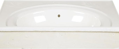 Design House Cultured Marble Vanity Top, 25 in W x 22 in D, Integrated 4 in Centerset Oval Sink & Backsplash, Ivory Swirl, 586313