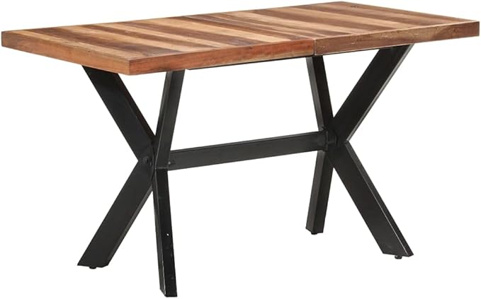Solid Acacia Wood Honey Dining Table 55.1"x27.6" Industrial Kitchen & Dining Room Table Seats 6 Easy Assembly Compact Rustic Furniture for Apartment Loft