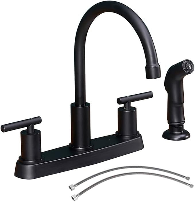 Black Kitchen Faucet, Matte Black Kitchen Faucet with Sprayer, 3 Hole or 4 Hole Matte Black Faucet for Kitchen Sink, Touch Kitchen Faucet with Side Sprayer,TDLKF024B