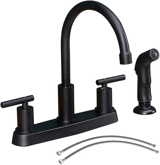 Black Kitchen Faucet, Matte Black Kitchen Faucet with Sprayer, 3 Hole or 4 Hole Matte Black Faucet for Kitchen Sink, Touch Kitchen Faucet with Side Sprayer,TDLKF024B