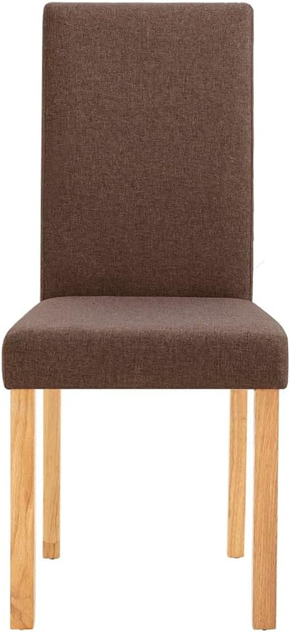 Dining Chairs 4 Pcs Brown Fabric Upholstered Rubber Wood Frame Set for Kitchen Dining Room - Comfortable Farmhouse Style Furniture with Soft Cushioned Seats