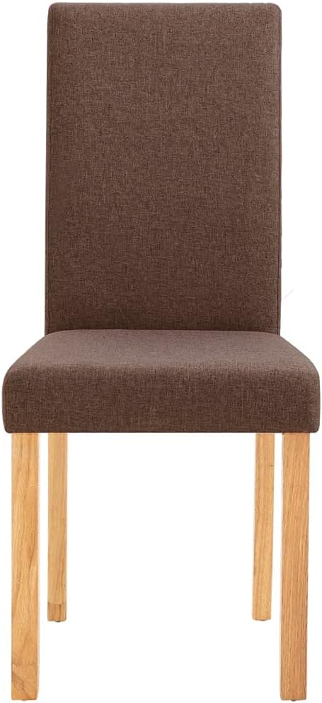 Dining Chairs Set of 4 Brown Fabric Upholstered with Solid Rubber Wood Legs for Modern Kitchen Dining Room and Living Room