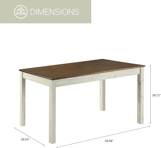 HomeStock Island Oasis Dining Table in Distressed White