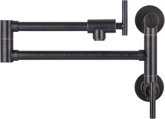 Pot Filler Oil Rubbed Bronze: WOWOW Solid Brass Pot Filler Faucet Two Attachment Single Hole Wall Mounted Stove Faucet with Double Joint Swing Arms