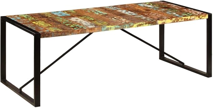 Rectangular Dining Table for 8 People, Vintage Solid Reclaimed Wood Kitchen Island, Unique Varied Grain for Home Dining Spaces