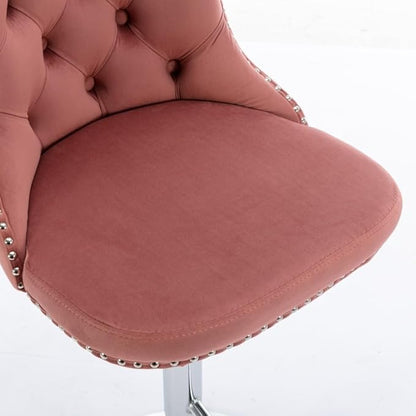 17.7 inch Base, Modern Upholstered Bar Stools with Backs Comfortable Tufted for Home Pub and Kitchen Island,Gray,Set of 2 (Foam + Pink + Velvet)