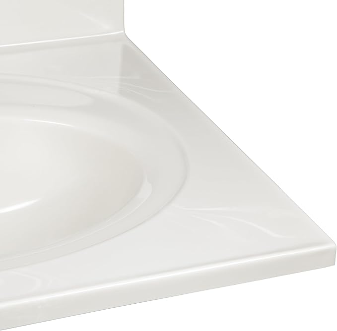 Design House Cultured Marble Vanity Top, 25 in W x 22 in D, Integrated 4 in Centerset Oval Sink & Backsplash, Ivory Swirl, 586313