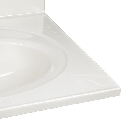 Design House Cultured Marble Vanity Top, 25 in W x 22 in D, Integrated 4 in Centerset Oval Sink & Backsplash, Ivory Swirl, 586313
