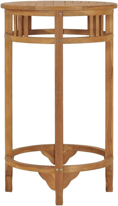 Solid Teak Bar Table 23.6" Round Counter Height Bistro Table Weather Resistant for Patio Kitchen Island or Small Dining Room