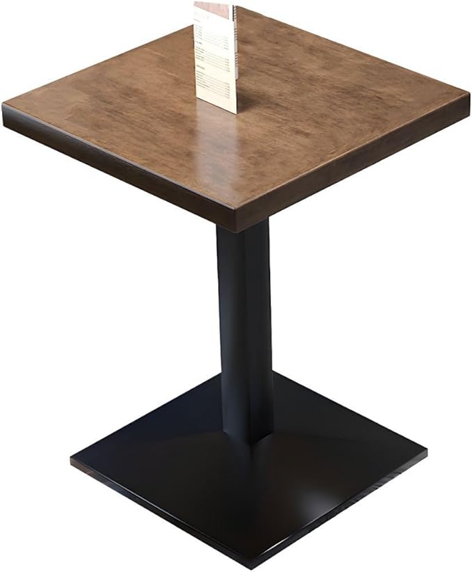 Commercial Dining Table, Metal Industrial Pedestal Dining Wood Top Table Kitchen Dining Room Minimalist Cafes Tea Shops Restaurant Rectangular Square Tables with Iron Legs