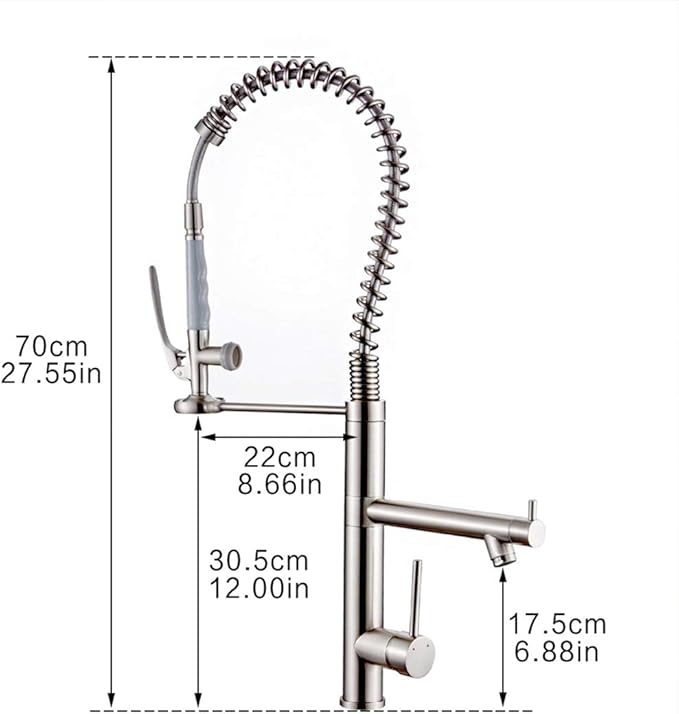 Commercial Kitchen Faucet with Pull Down Sprayer,AIMADI Modern Single Handle High Arch Pre-Rinse Spring Kitchen Sink Faucet,Brushed Nickel