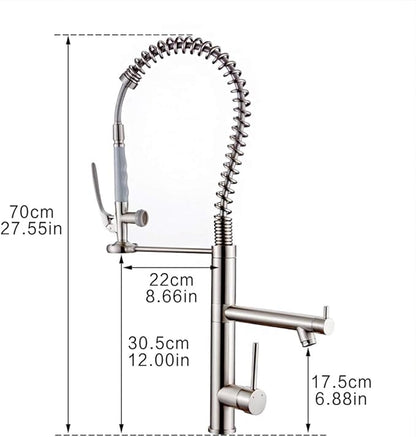 Commercial Kitchen Faucet with Pull Down Sprayer,AIMADI Modern Single Handle High Arch Pre-Rinse Spring Kitchen Sink Faucet,Brushed Nickel
