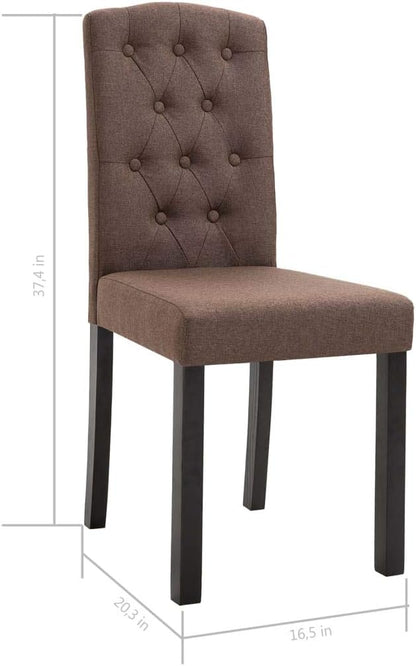 Brown Fabric Dining Chairs Set of 4 with Rubber Wood Frame, Traditional Design for Dining Room Kitchen Furniture