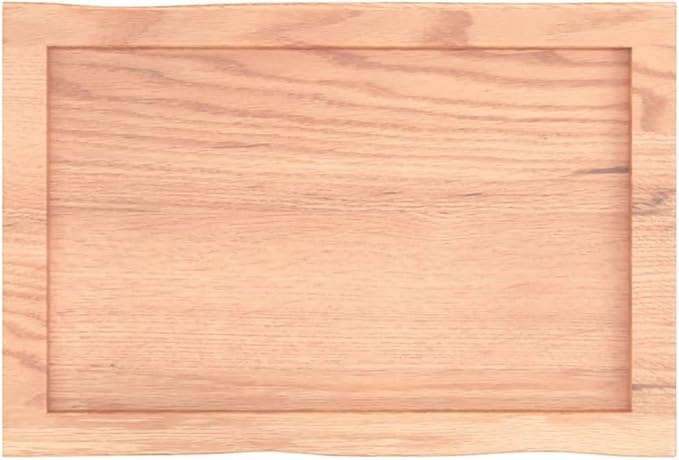 Solid Oak Live Edge Tabletop 15.7" x 23.6" Brown Varnished Butcher Block Countertop for Dining Room Kitchen Office Craft Station