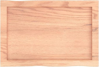 Solid Oak Live-Edge Butcher Block Table Top 15.7x23.6x1.6 in, Varnished Small Wood Desk Countertop for Dining Room Kitchen Office Crafting