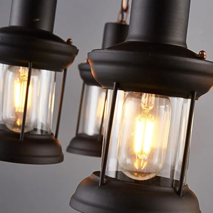 A Million Rustic Industrial Retro Chandelier with 4 E26 Light and Adjustable Hanging Chain, Vintage Wood Grain Pendant Light for Farmhouse Lighting Fixture 21.6 x 15 Inch