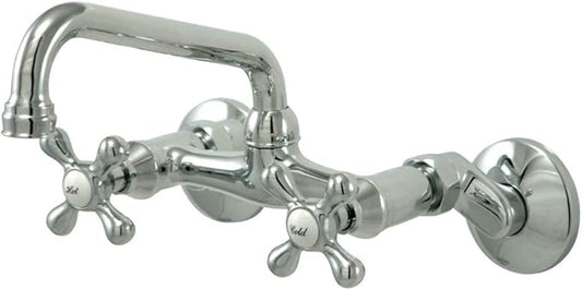 Kingston Brass KS213C Kingston Two Handle Wall Mount Kitchen Faucet, Polished Chrome
