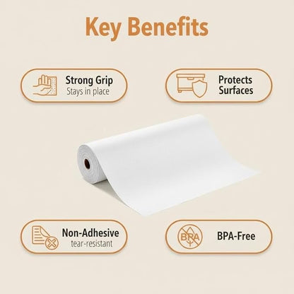 Coavas Shelf and Drawer Liner, Non Slip Extra Grip Non Adhesive Waterproof Thickened Cabinet Mat, Easy Cut for Kitchen Pantry Bathroom Dresser Cupboard (White, 12IN x 20FT)