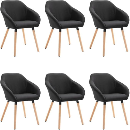 Set of 6 Black Fabric and Solid Wood Dining Chairs Ergonomic Design Modern Style for Dining Room Kitchen Living Room Furniture