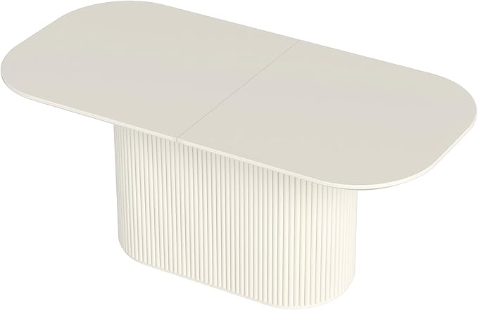 70" Rectangular Dining Table for 4-6 People, Modern Kitchen Dining Room Table, Cream White Wood Dining Table Furniture, Mid Century Large Table for Apartment Home Living Room