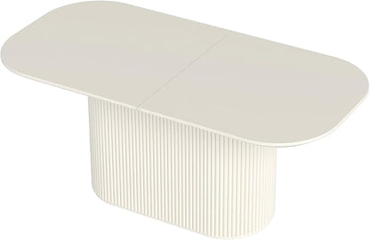 70" Rectangular Dining Table for 4-6 People, Modern Kitchen Dining Room Table, Cream White Wood Dining Table Furniture, Mid Century Large Table for Apartment Home Living Room