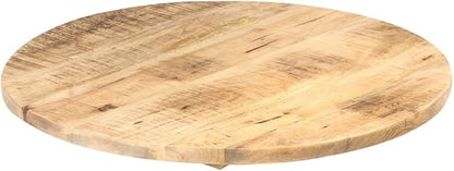 24" Round Solid Mango Wood Table Top Polished for Dining or DIY Butcher Block Desk Small Outdoor Replacement Rustic Kitchen Island Coffee Bar