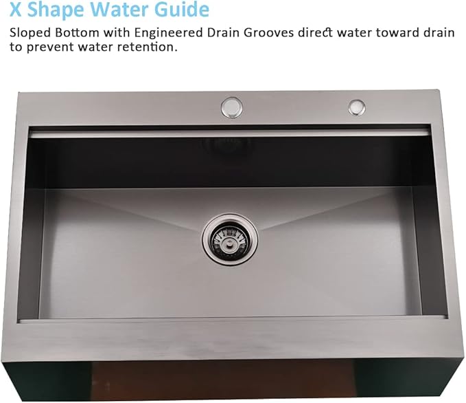 30 Inch Black Drop In Farmhouse Sink Workstation-Bokaiya 30 x 22 Black Stainless Steel Farmhouse Sink Top Mount Ledge Workstation 16 Gauge Single Bowl Drop In Kitchen Sink with Cutting Board