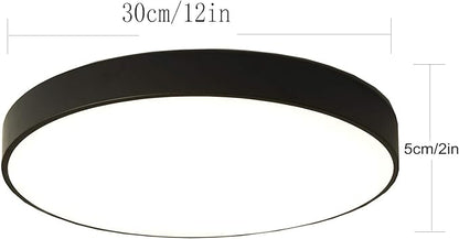 Ganeed 2-Pack Flush Mount LED Ceiling Light Fixture Black, 12 Inch Cool White Modern Ceiling Lamp 1440LM Low Profile Ceiling Light for Kitchen Bedroom Hallway Porch, 24W