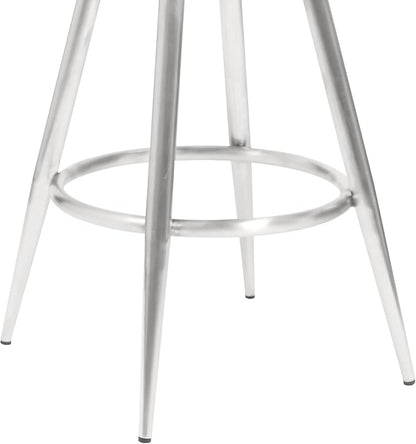 Justin Modern Farmhouse 26" Seat Height Swivel Vintage Gray Faux Leather Bar Stool with Brushed Stainless Steel Legs for Kitchen Island Counter, Set of 2