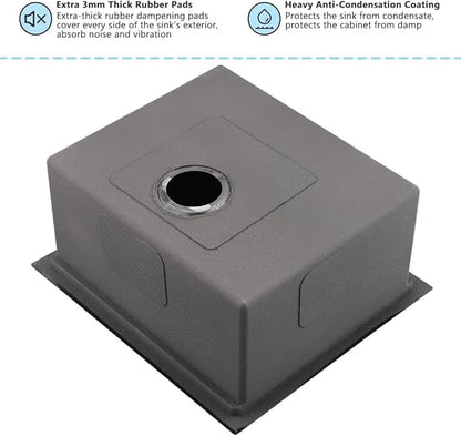 Black Bar Sink Undermount-VASOYO 19x18 Small Kitchen Sink Undermount Wet Bar Sinks Black Stainless Steel Rv Sinks Camper Outdoor 16 Gauge Single Bowl Deep Bowl Mini with Cutting Board