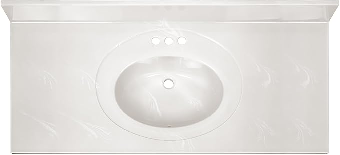 Design House Cultured Marble Vanity Top, 49 in W x 22 in D, Integrated 4 in Centerset Oval Sink & Backsplash, Ivory Swirl, 586347