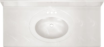 Design House Cultured Marble Vanity Top, 49 in W x 22 in D, Integrated 4 in Centerset Oval Sink & Backsplash, Ivory Swirl, 586347