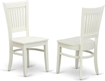 East West Furniture VAC-LWH-W Vancouver Dining Chairs - Slat Back Wood Seat Kitchen Chairs, Set of 2, Linen White