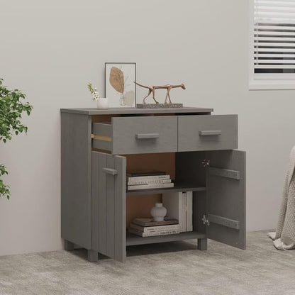 Light Grey Sideboard Buffet Cabinet 31.1x15.7x31.5 in Solid Pine Coffee Bar Kitchen Storage Credenza for Dining Room Living Room Entryway