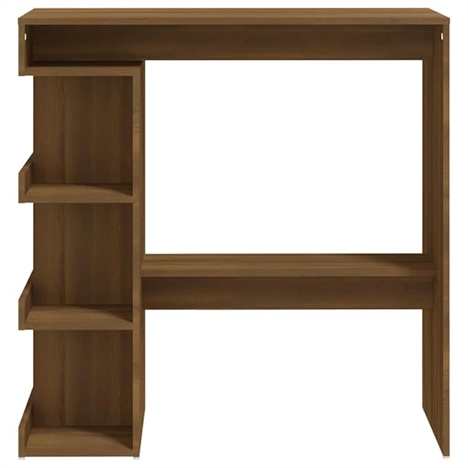 Brown Oak Engineered Wood Bar Table with Storage Rack 19.7 x 39.4 x 39.9 Inches Modern Design for Kitchen Dining Room and Living Room