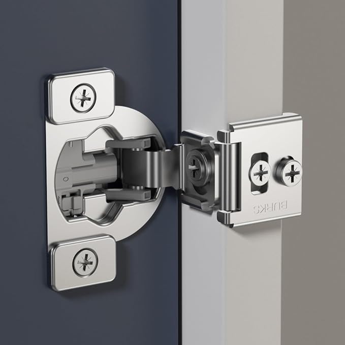 Burks Hinges 30 Pack 1 1/4'' Overlay Soft Close Hinges for Kitchen Cabinets - Stainless Steel, Anti-Rust, Self Closing Concealed Hinges, Installation Instruction and Screws Included
