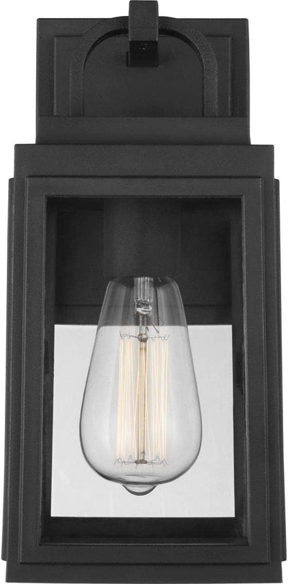 Progress Lighting Grandbury Collection 1-Light Clear Glass Farmhouse Outdoor Small Wall Lantern Light Textured Black, 11.88x5.5x6.5