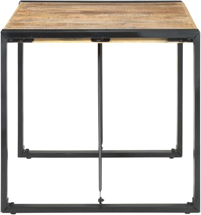 Solid Mango Wood Square Dining Table Brown 31.5x31.5 Inch Compact Kitchen Table for Small Spaces Seats 4 People Rustic Design Indoor Use