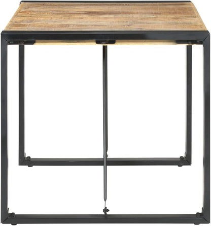 Square Dining Table Rough Mango Wood 31.5x31.5x29.5 in Powder-Coated Steel Legs Small Kitchen Table for 4 Rustic Brown Indoor Use