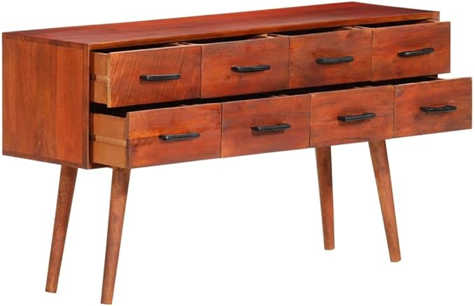 Brown Solid Mango Wood Sideboard, 8-Drawer Buffet Cabinet with Storage, Stained Finish, 43.3" Living Room Furniture Kitchen Furnitur