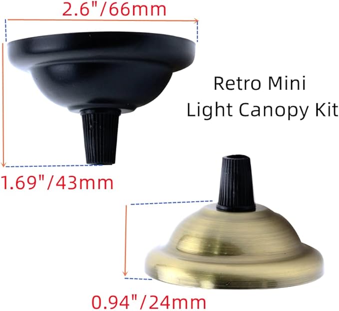 4Pcs Retro Mini Light Canopy Kit Diameter 2.6"/66mm,Black Ceiling Plate Chassis Base Pendant Light Accessories