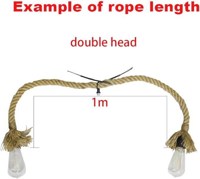 Mengjay Trade E27 Hemp Rope Double Head Vintage Hanging Pendant Ceiling Light Lamp Industrial Retro Country Style Dining Hall Restaurant Bar Cafe Lighting AC 220V (1m (50 cm+50 cm))