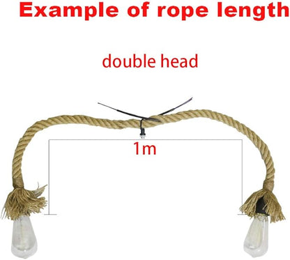 Mengjay Trade E27 Hemp Rope Double Head Vintage Hanging Pendant Ceiling Light Lamp Industrial Retro Country Style Dining Hall Restaurant Bar Cafe Lighting AC 220V (1m (50 cm+50 cm))