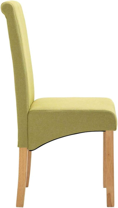 Modern Green Fabric Dining Chairs Set of 6 Wooden Frame Comfortable Seating for Kitchen Dining Room Living Room Farmhouse Decor