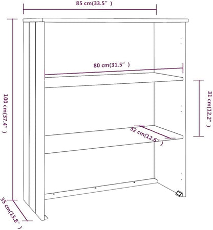 White Pine Wood Highboard Top 33.5"x33.5"x39.4" Rustic Buffet Cabinet Shelf with Two Shelves Wall Mount Sideboard for Living Room Kitchen Pantry Coffee Bar
