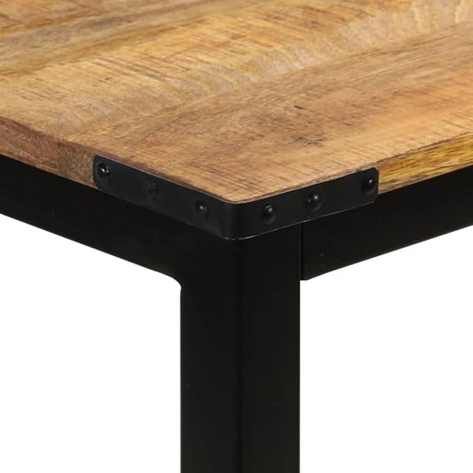 43.3 x 26.4 in Solid Mango Wood Dining Table, Industrial Rectangular Kitchen Table for 4, Polished Brown Modern Small Dining Room Furniture