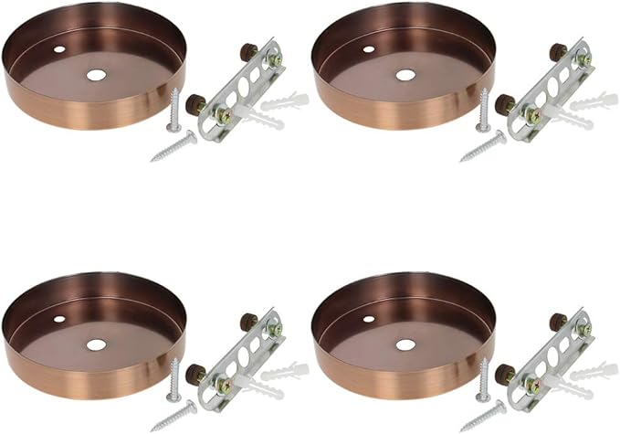 Bettomshin 4Pcs Pendant Light Kits, 10x2cm/3.94x0.79(D*H) Red Round Retro Canopy Kit Light Plate, Iron Ceiling Light Plate Cover Mounting Hardware for Hanging Chandelier Lighting Fixtures