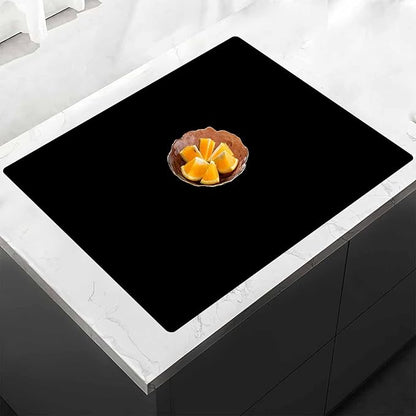 24"x24"(60cmx60cm) Silicone Mat for Kitchen Counter, Heat Resistant Non-Slip Countertop Protector, Waterproof Silicone Craft Mat for Kitchen Island, Black